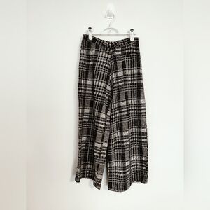ZARA Knit black and white plaid wide leg pants size Medium